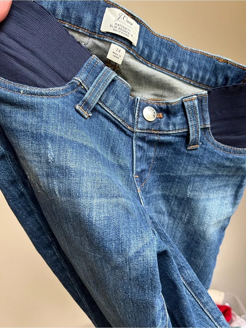 J. Crew Maternity Slim Broken-In Boyfriend Jeans - Blue Denim size 24 (short in)